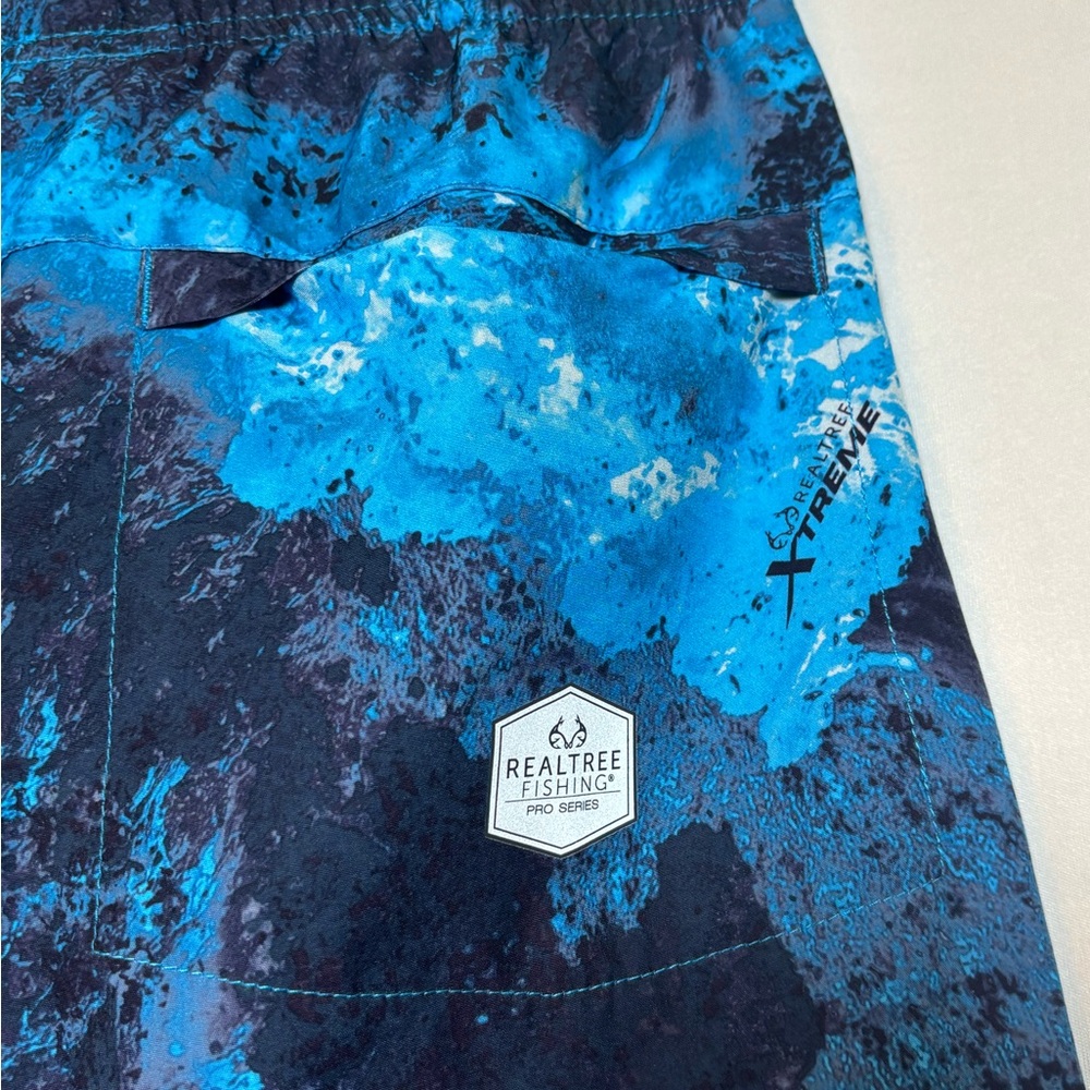 NWT REALTREE OHANA Men's Blue Patterned Swim Shorts Sz Small - Picture 6 of 7